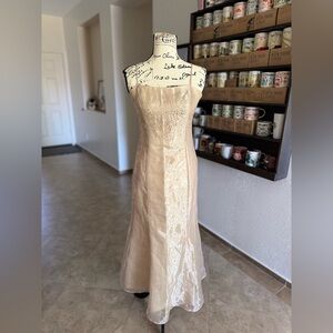 Pelican Elegant Beige Dress with Gems